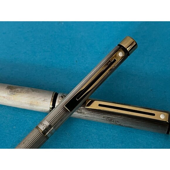 SHEAFFER Pen Set Ball and Fountain Pen Targa STERLING SILVER .925 14k nib dot - Picture 2 of 14